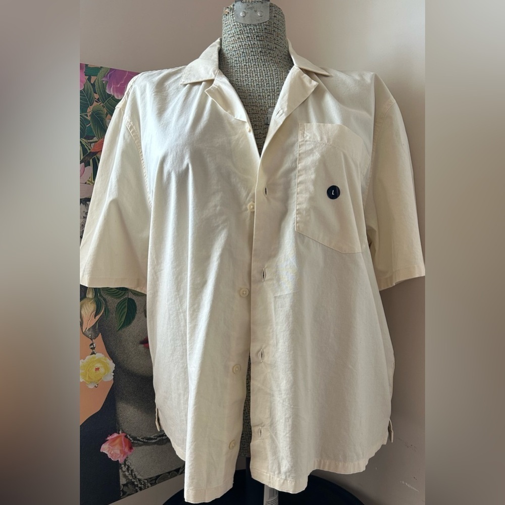NWT HOLLISTER CO. BOXY CROPPED SHIRT SUMMER SAND. Sz. L - Picture 7 of 10